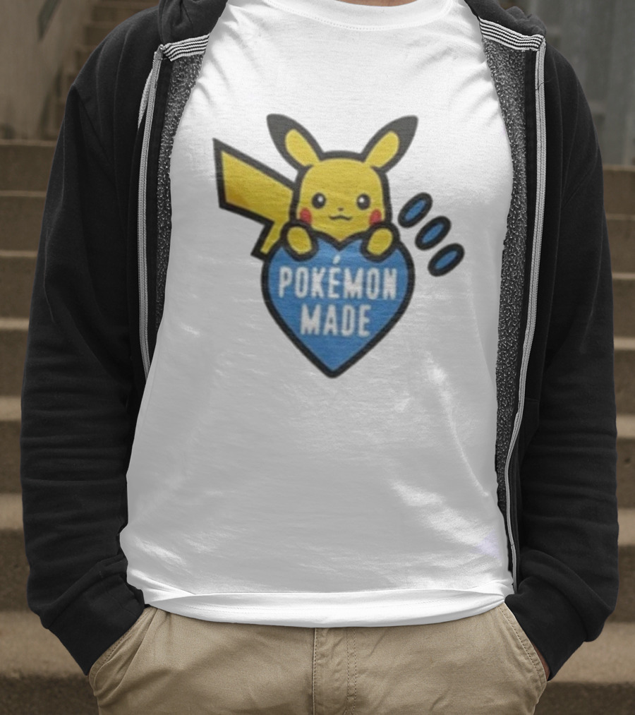 Pikachu Pokemon Made Heart Design T-Shirt