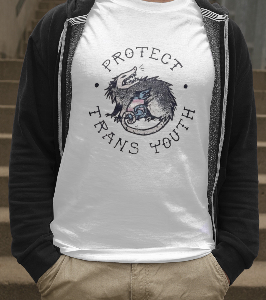 Protect Trans Youth Opossum With Trans Flag Baby T-Shirt