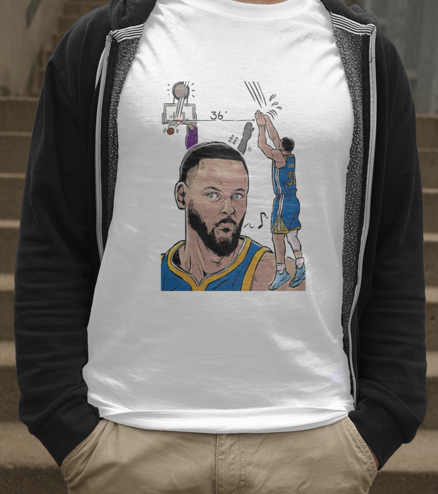 Stephen Curry Golden State Warriors NBA 36 Feet Comic Basketball Shot T-Shirt