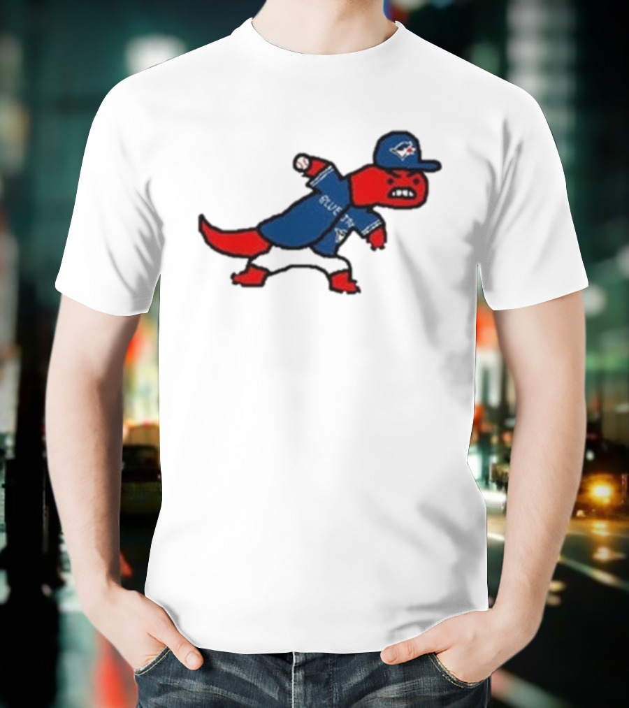 Toronto Raptors Blue Jays Crossover 2025 Mascot Baseball Throw T-Shirt