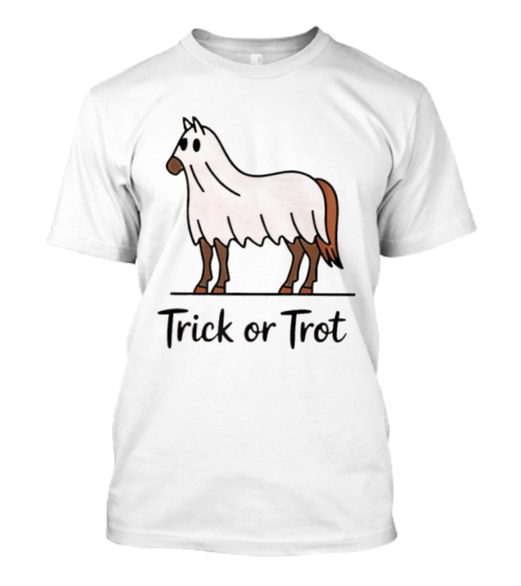 Trick Or Trot Halloween Horse Lover Cute Ghost Costume T-Shirt