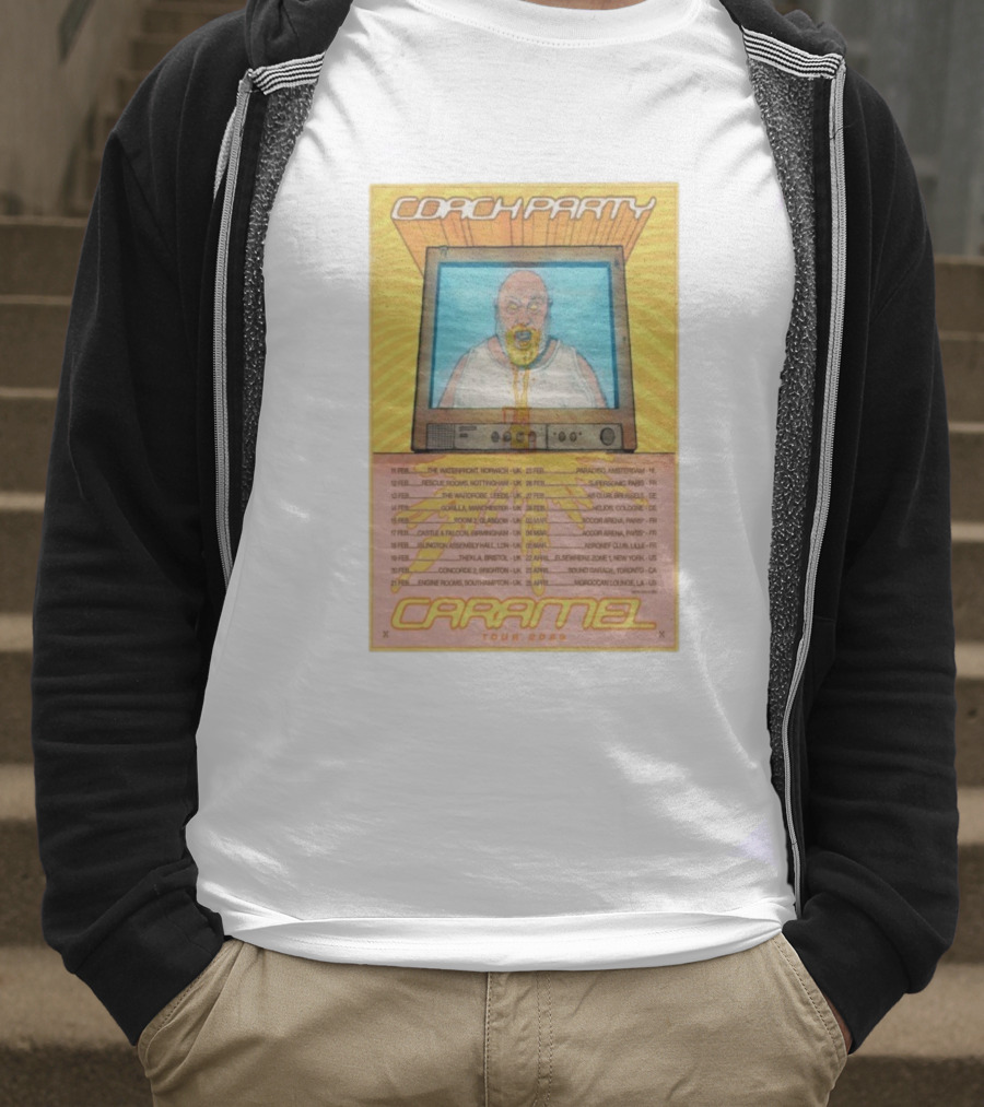 Coach Party Caramel Tour 2026 Concert Dates And Venues With Retro TV Illustration T-Shirt