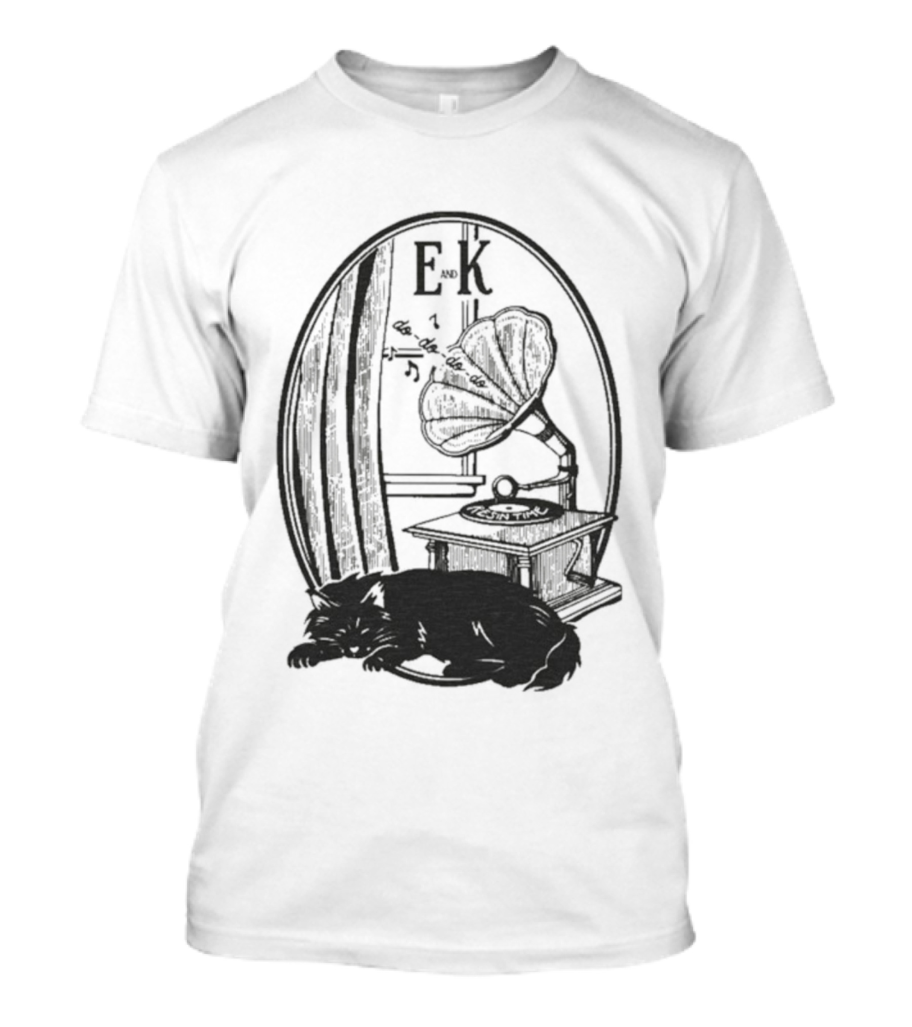 Evan And Katelyn EK Vintage Gramophone Oval Design T-Shirt