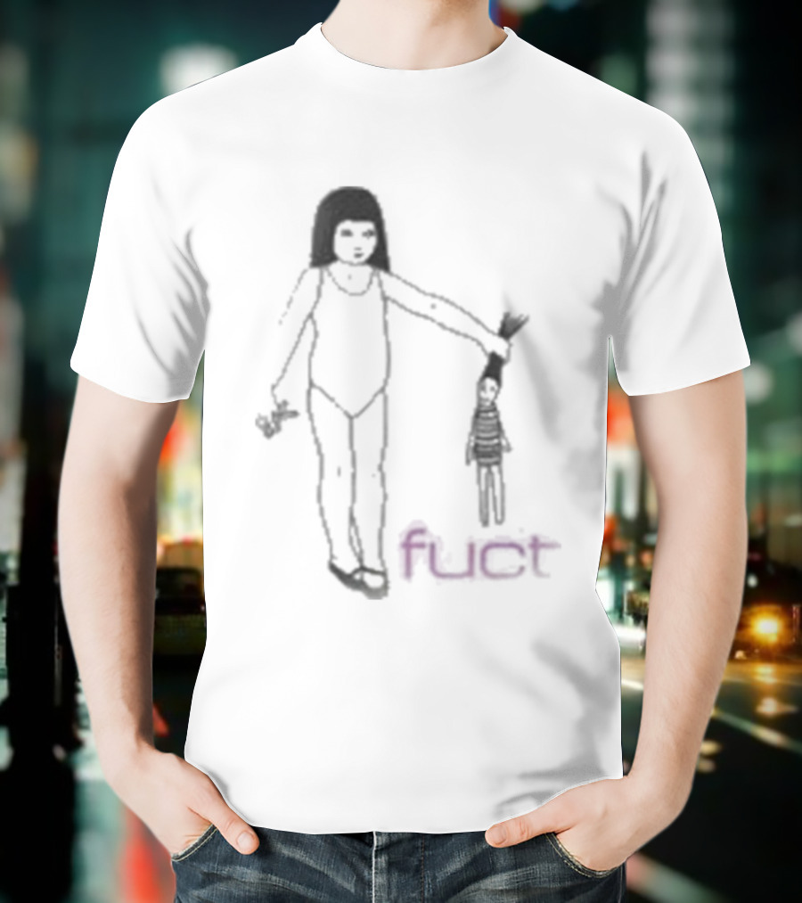 Fuct Scissor Psychosis Drawing With Figure Holding Object T-Shirt
