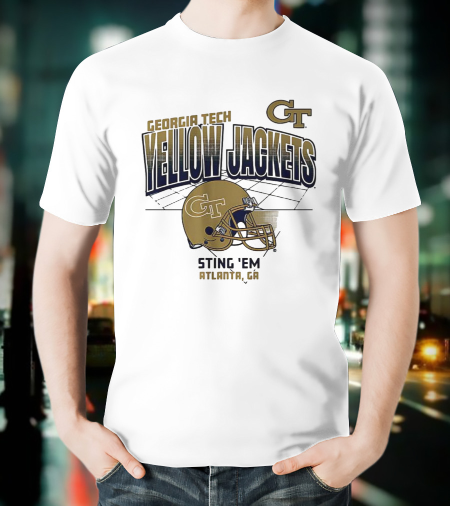 Georgia Tech Yellow Jackets GT Helmet Sting 'Em Atlanta GA T-Shirt