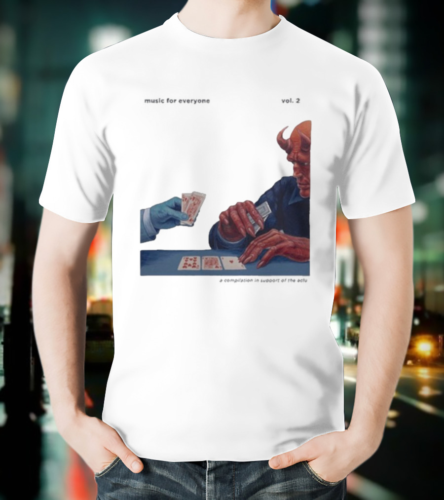 L.S. Dunes Music For Everyone Vol. 2 Satan Card Game Demon Illustration T-Shirt