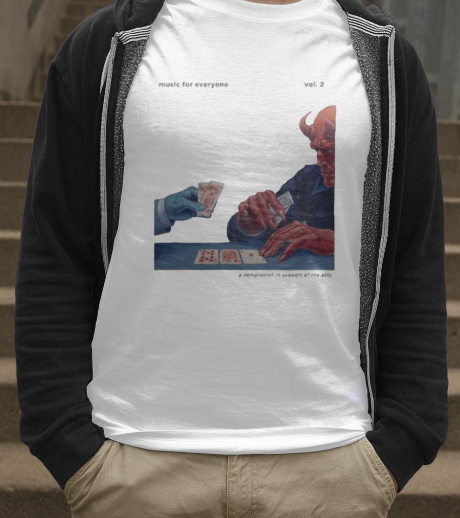 L.S. Dunes Music For Everyone Vol. 2 Satan Card Game Demon Illustration T-Shirt