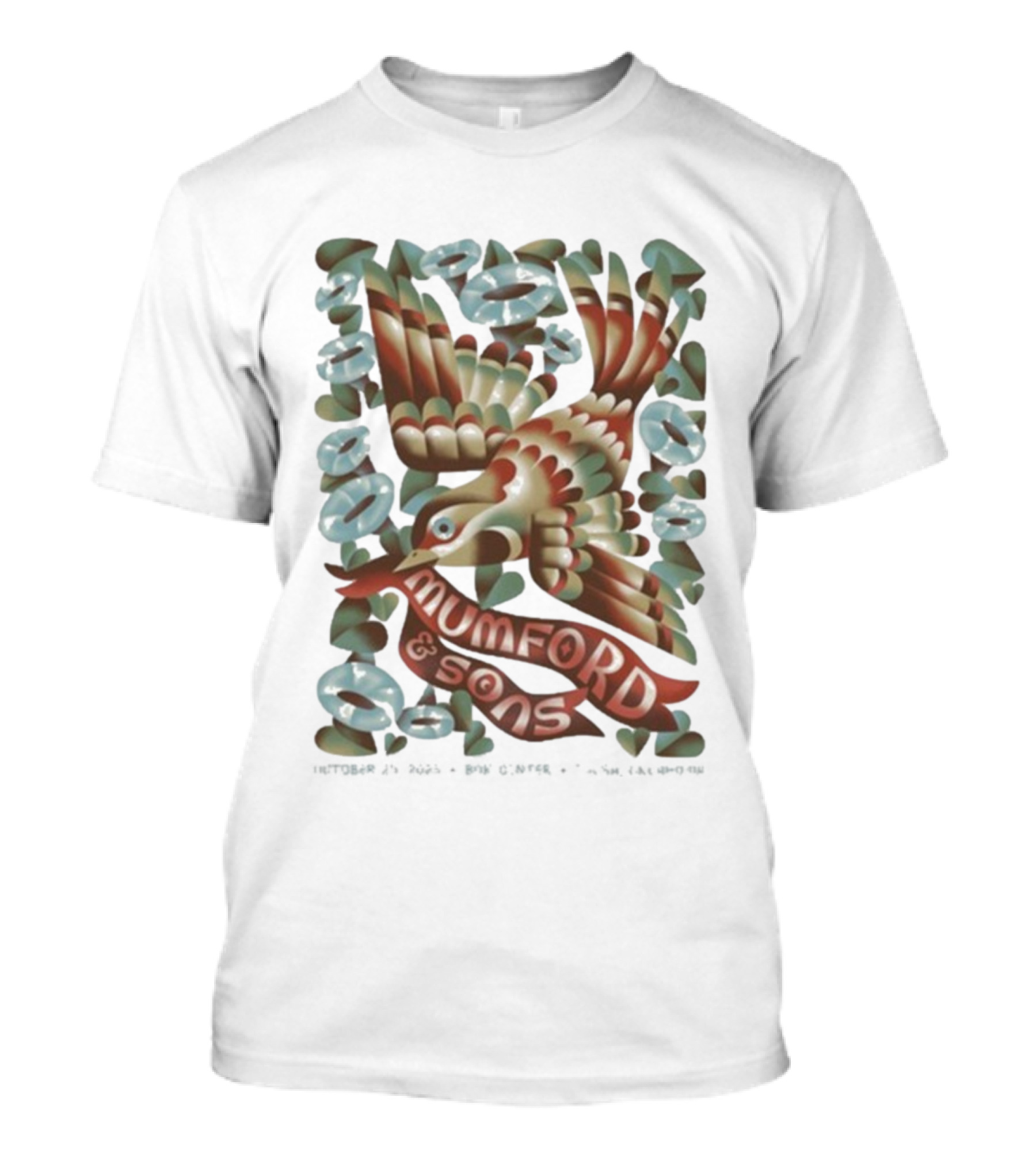 Mumford And Sons Oct 25 2025 BOK Center Tulsa Oklahoma Concert Bird Tattoo Style T-Shirt