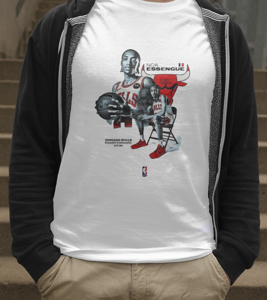 Noa Essengue Chicago Bulls Power Forward NBA Basketball Number 24 T-Shirt