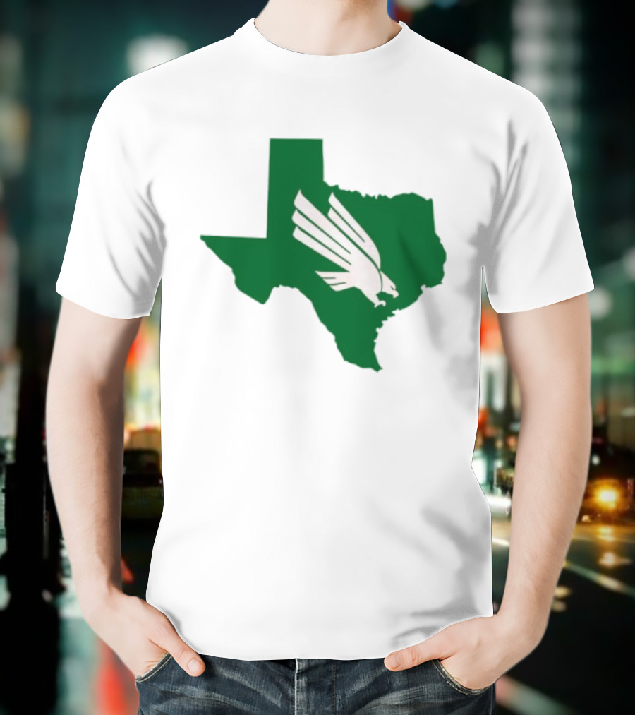 North Texas State Texas Diving Eagle Green Map T-Shirt