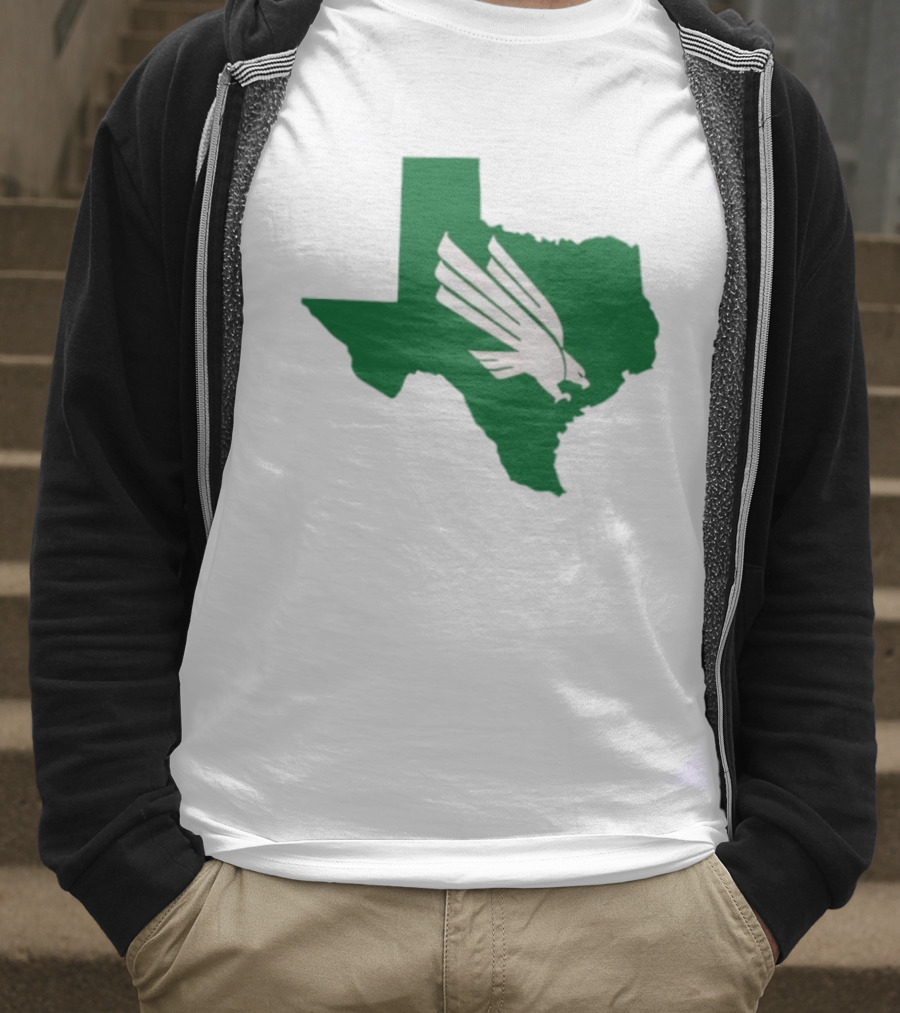 North Texas State Texas Diving Eagle Green Map T-Shirt