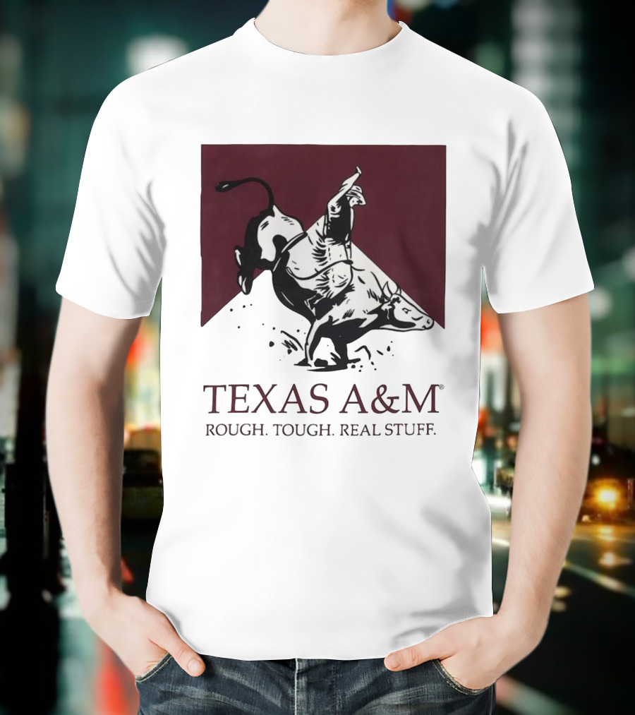 Texas A&M Rough Tough Real Stuff Bull Rider Retro T-Shirt