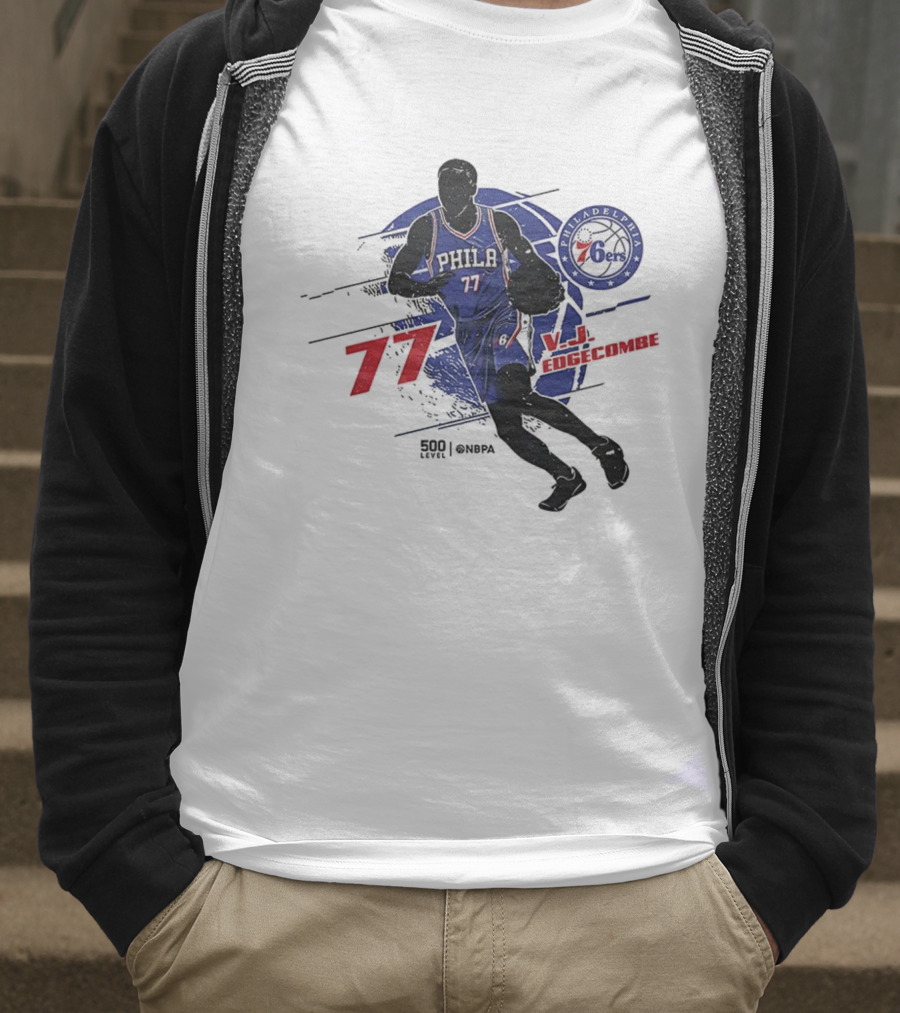 Philadelphia 76ers VJ Edgecombe Number 77 Basketball Player T-Shirt