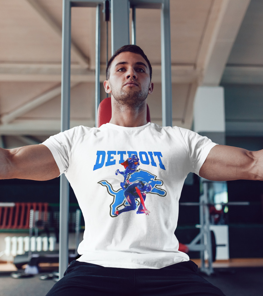 Detroit Lions Superman Crossover Athlete Leap T-Shirt