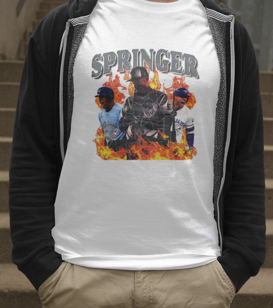 SPRINGER George Toronto Blue Jays Playoffs Fire Background T-Shirt