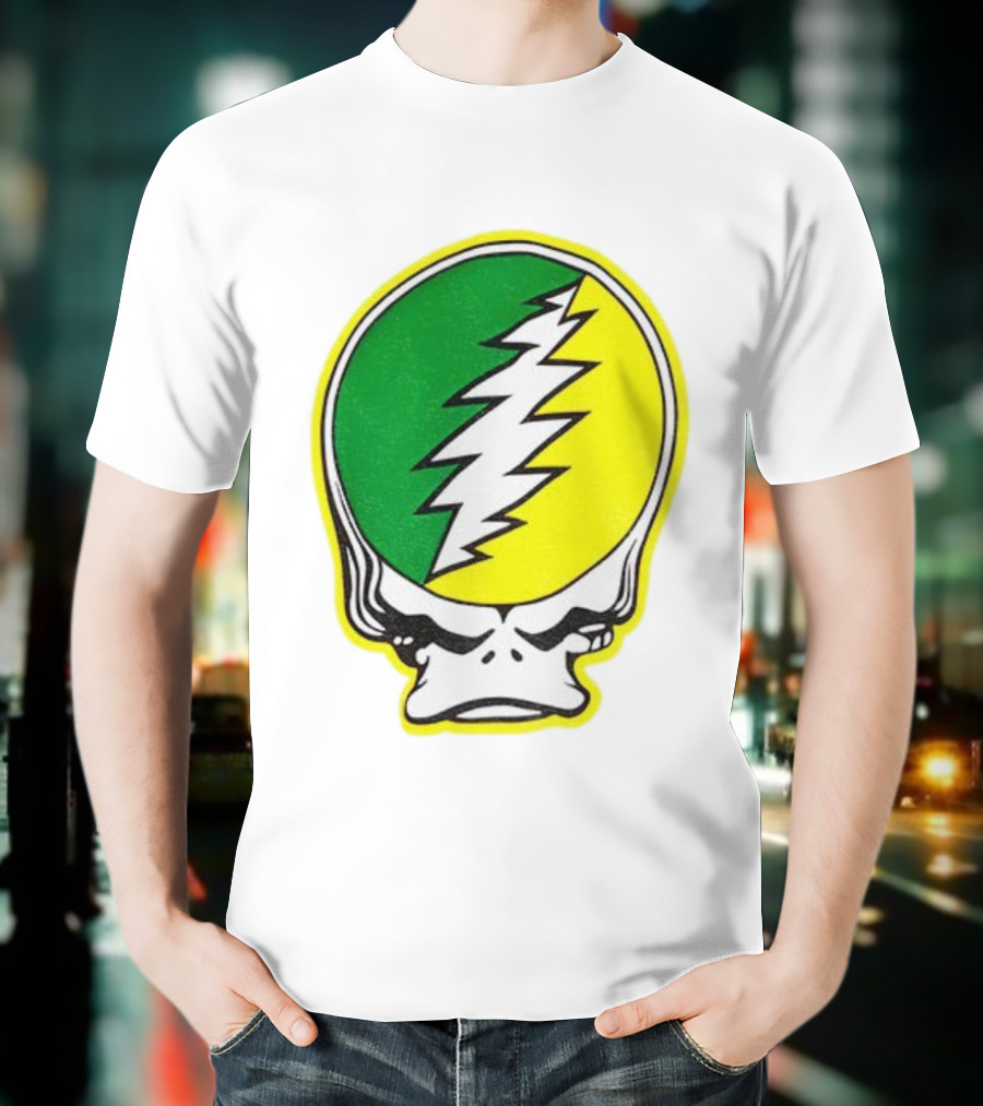 Grateful Ducks Grateful Dead Steal Your Face Green Yellow Bolt 26 T-Shirt