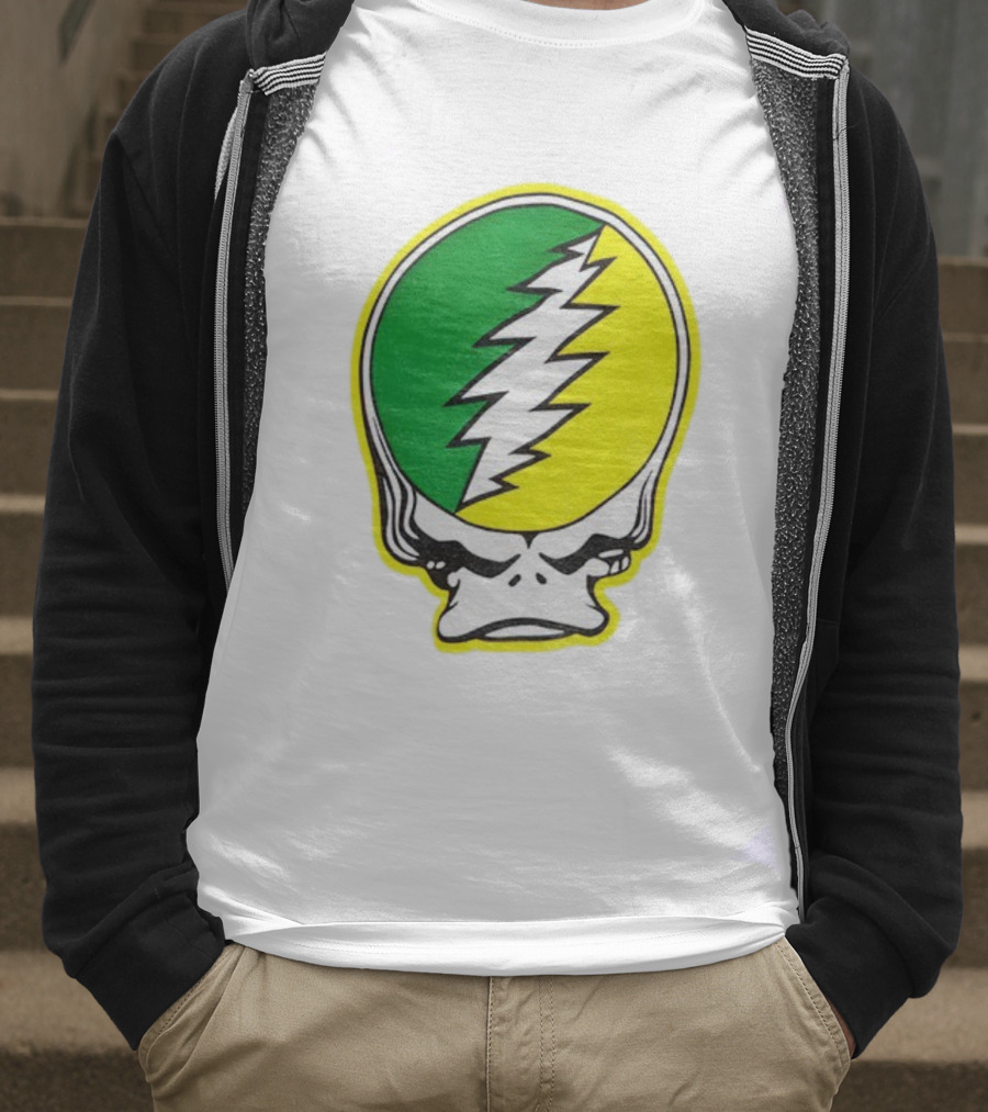 Grateful Ducks Grateful Dead Steal Your Face Green Yellow Bolt 26 T-Shirt