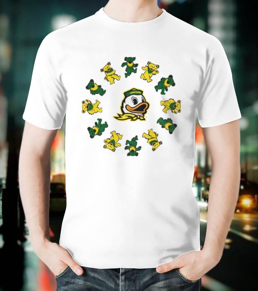 Grateful Ducks Oregon Ducks Grateful Dead Bear Circle T-Shirt