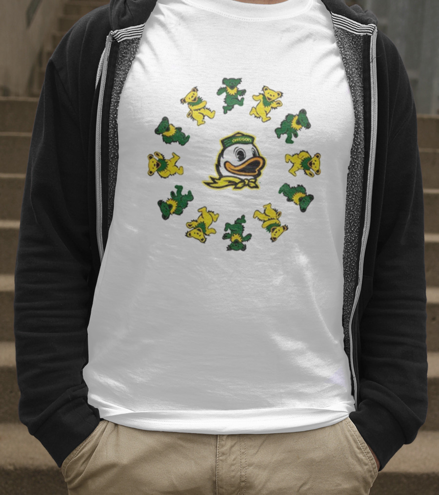 Grateful Ducks Oregon Ducks Grateful Dead Bear Circle T-Shirt