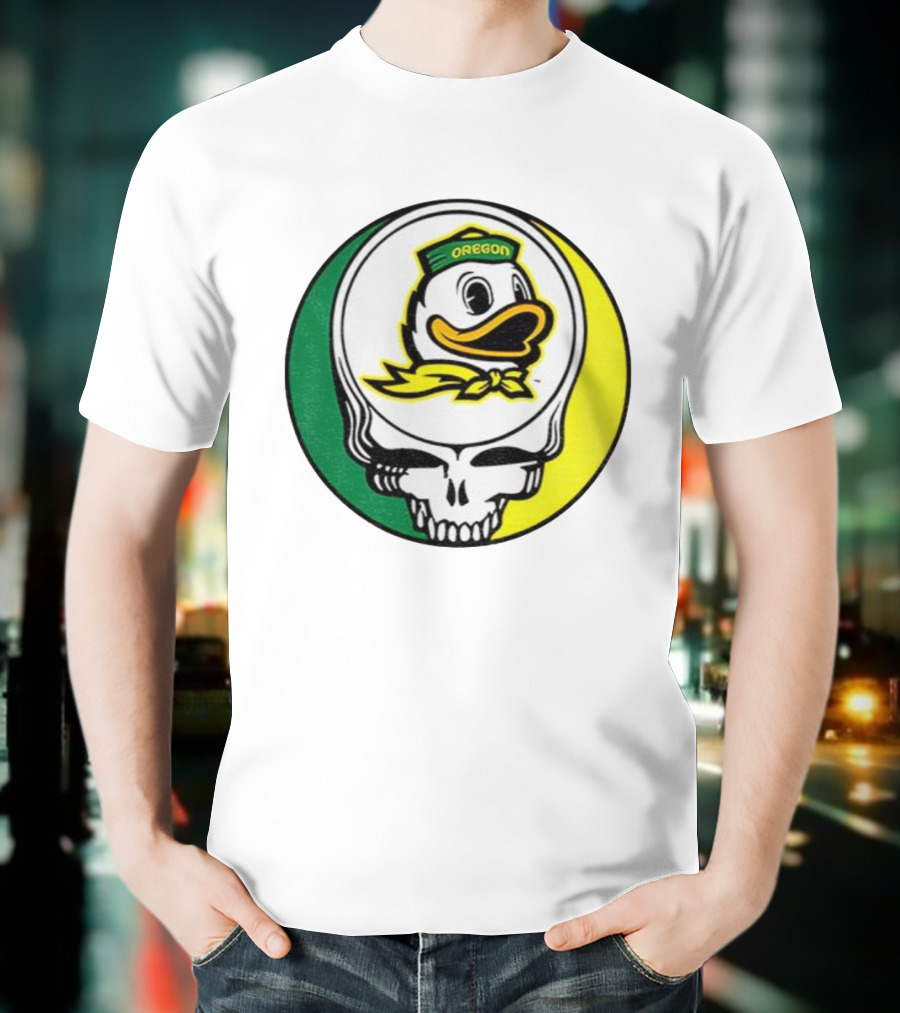 Grateful Ducks Oregon Ducks Grateful Dead Skull Icon Fusion T-Shirt