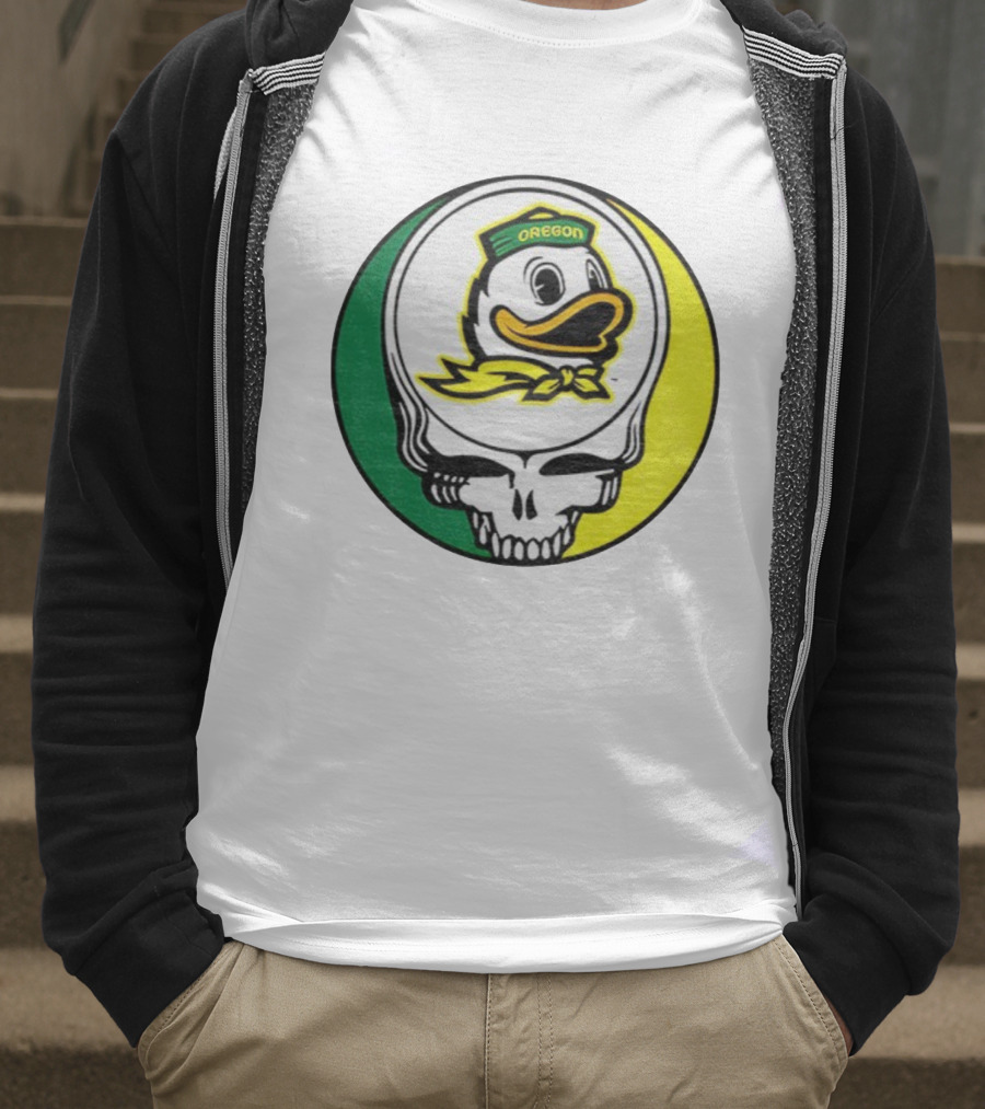 Grateful Ducks Oregon Ducks Grateful Dead Skull Icon Fusion T-Shirt