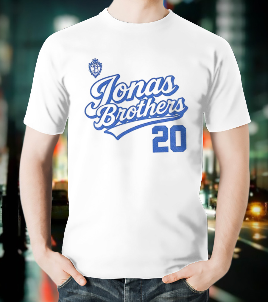 Jonas Brothers Blue Script 20 Tour Design T-Shirt