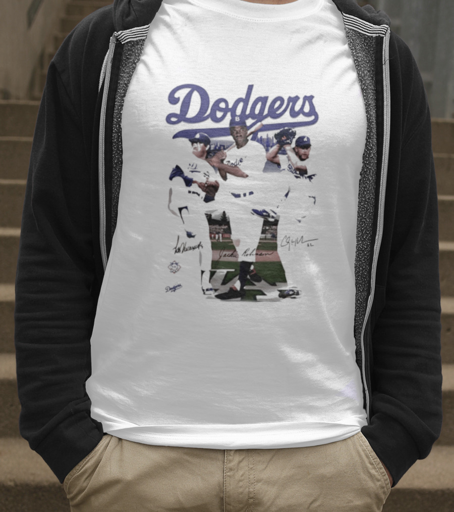 Los Angeles Dodgers Mookie Betts Steve Sax Clayton Kershaw Signatures Vintage Style T-Shirt