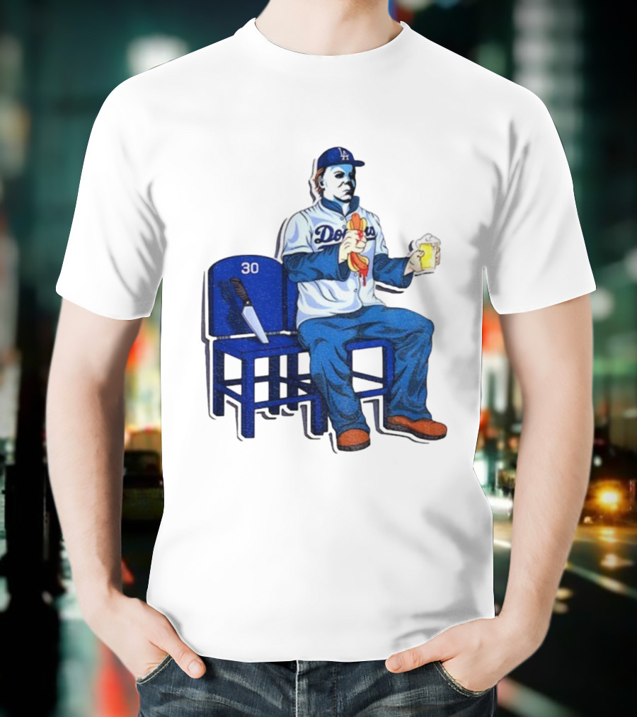 Michael Myers Dodgers Dave Roberts Hot Dog Beer MLB 2025 T-Shirt