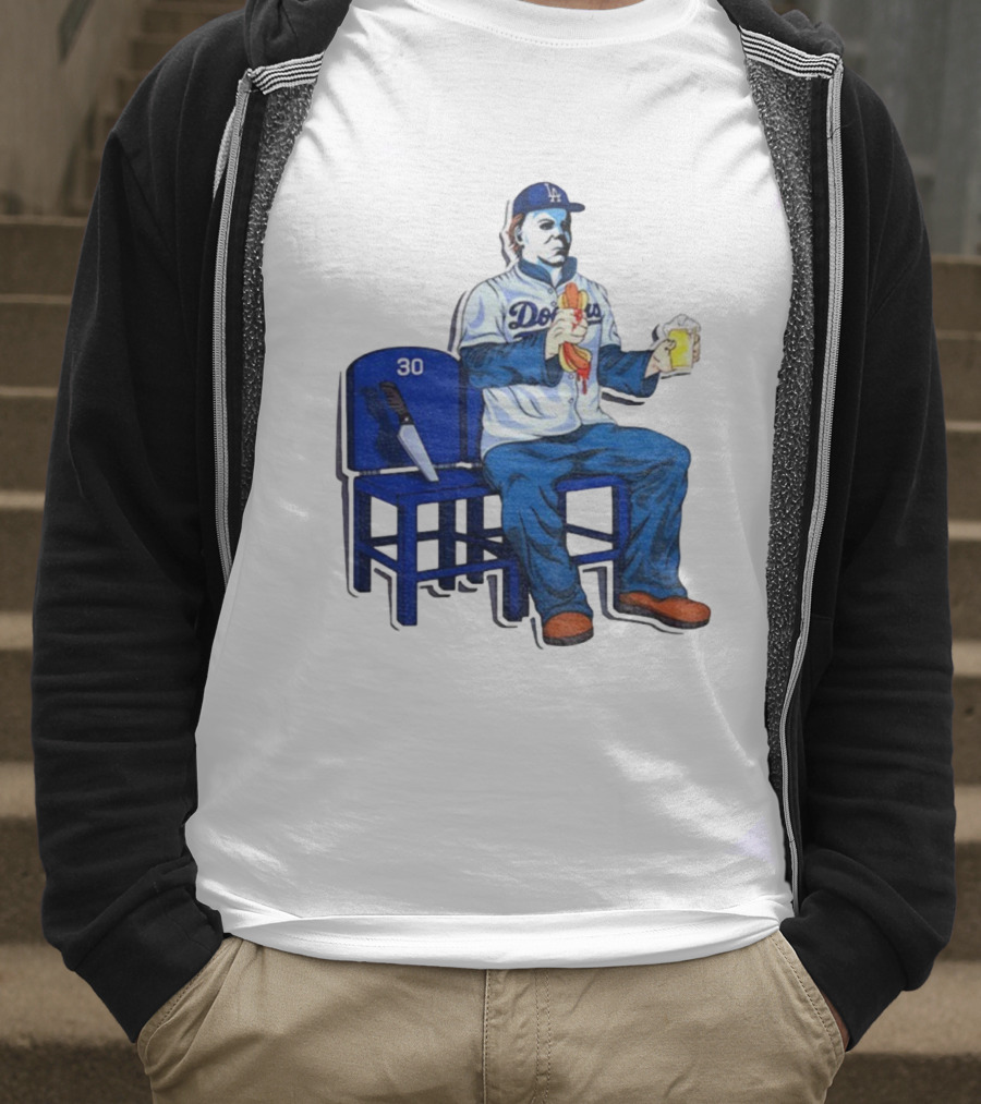 Michael Myers Dodgers Dave Roberts Hot Dog Beer MLB 2025 T-Shirt
