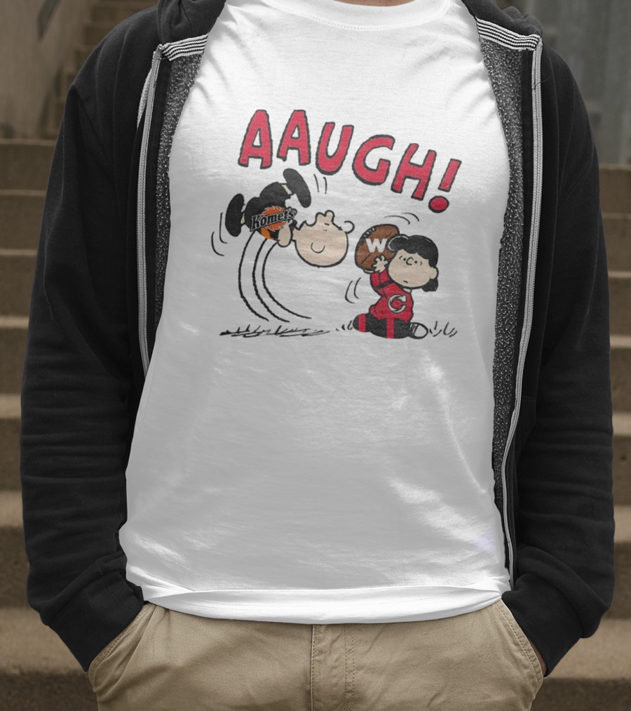 Peanuts Charlie Brown Cincinnati Cyclones Vs Komets Hockey AAUGH! Lucy Linus T-Shirt
