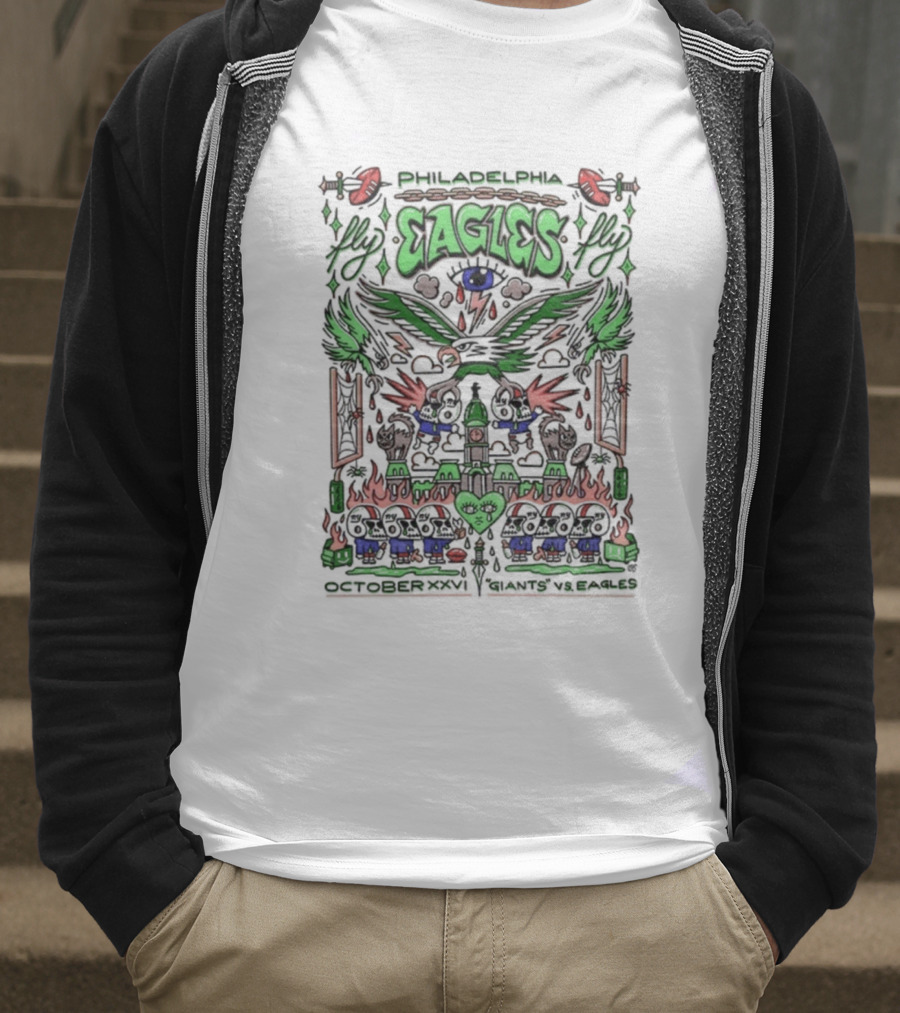 Philadelphia Eagles Fly October XXVI Giants Vs Eagles Victory Wings T-Shirt