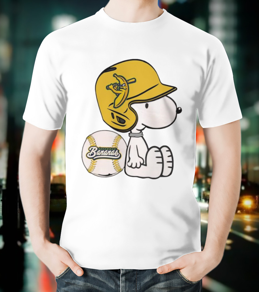 Snoopy Savannah Bananas Baseball Helmet And Ball T-Shirt
