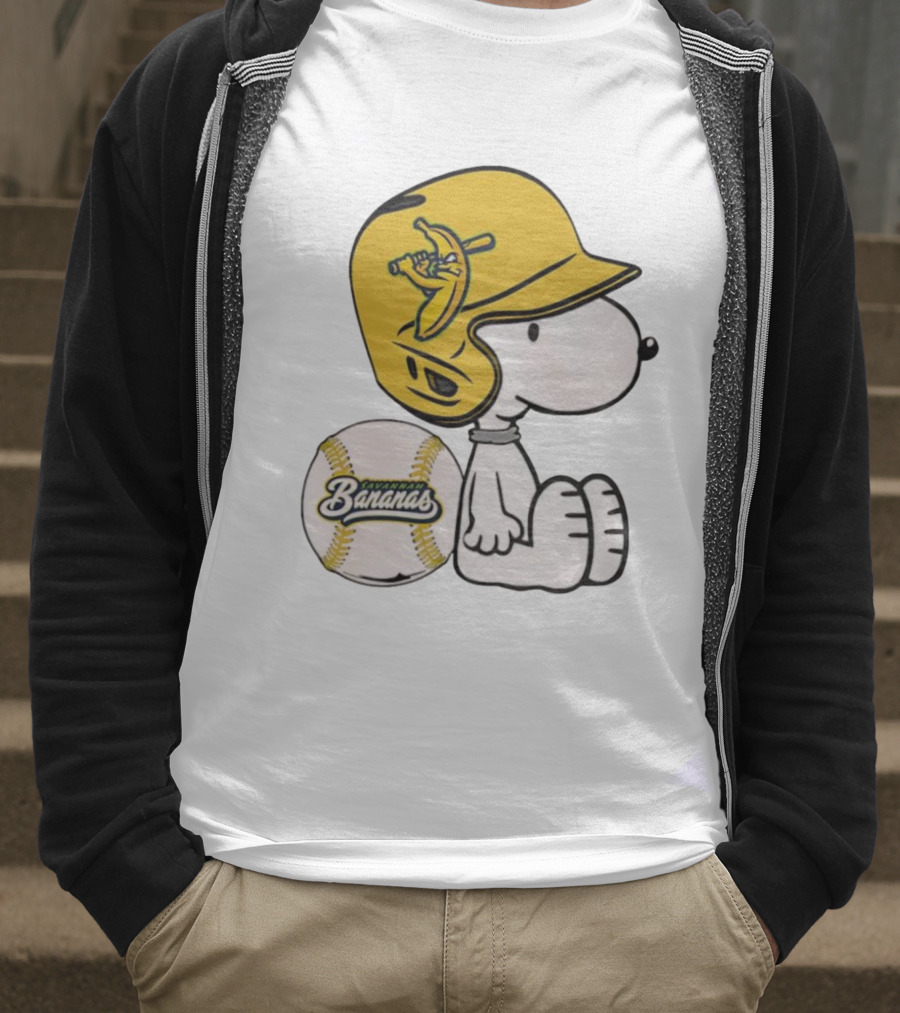 Snoopy Savannah Bananas Baseball Helmet And Ball T-Shirt