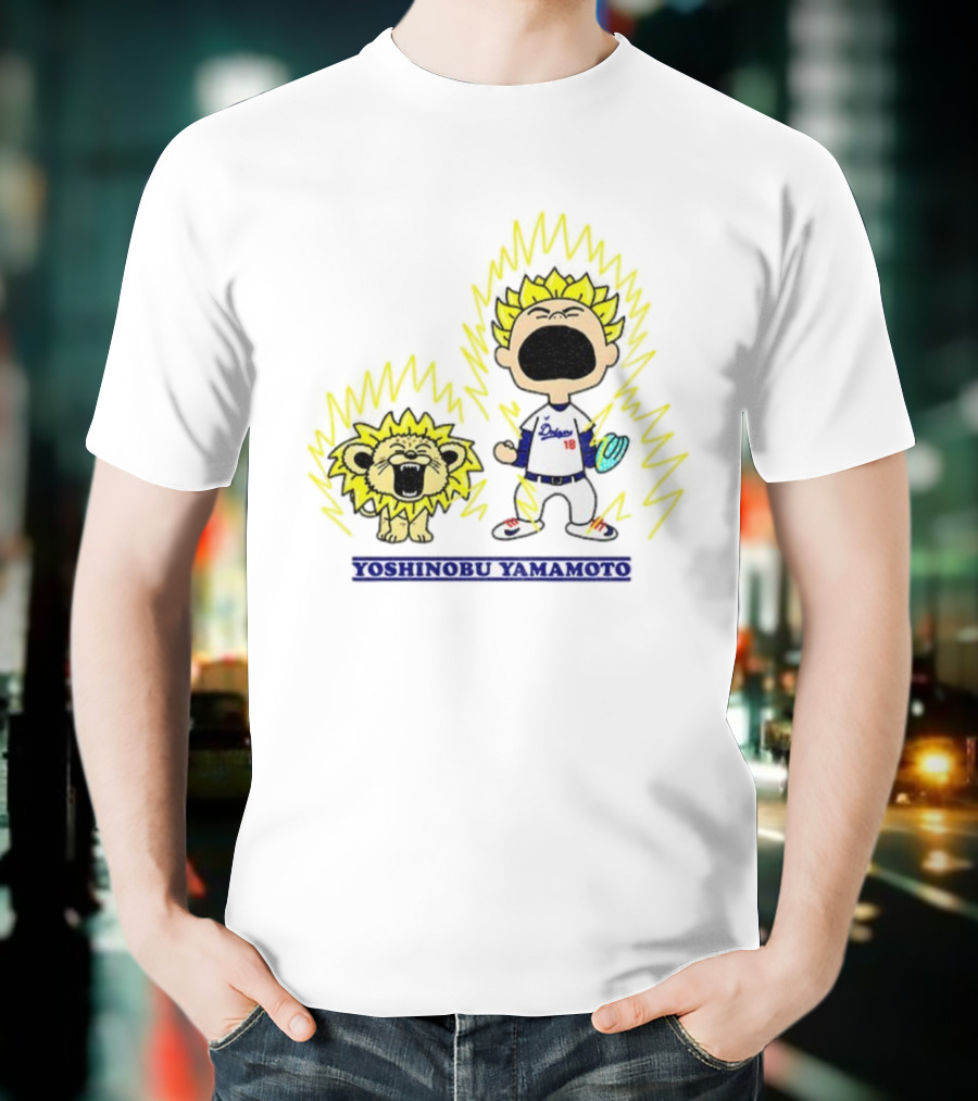Yoshinobu Yamamoto Charlie Brown Los Angeles Dodgers 18 MLB Super Saiyan Dragon Ball T-Shirt