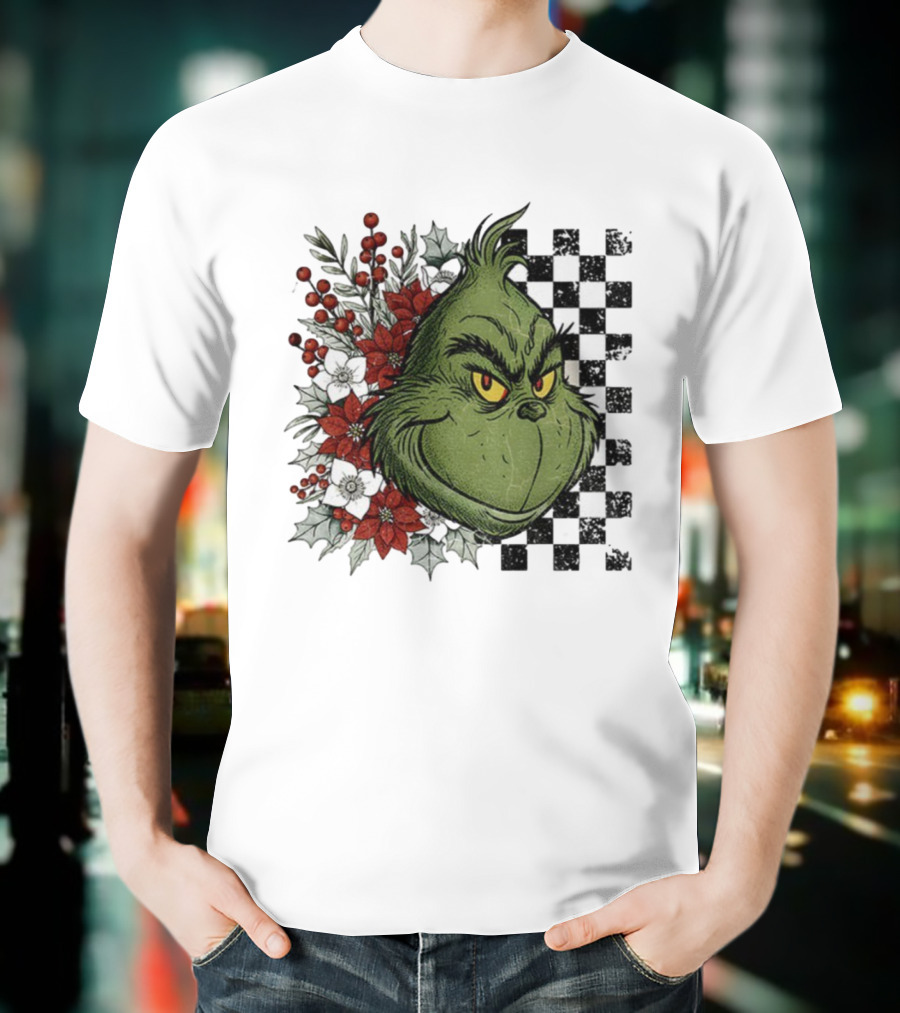 Grinch Floral Christmas Characters Merry Christmas 2025 Festive Design T-Shirt