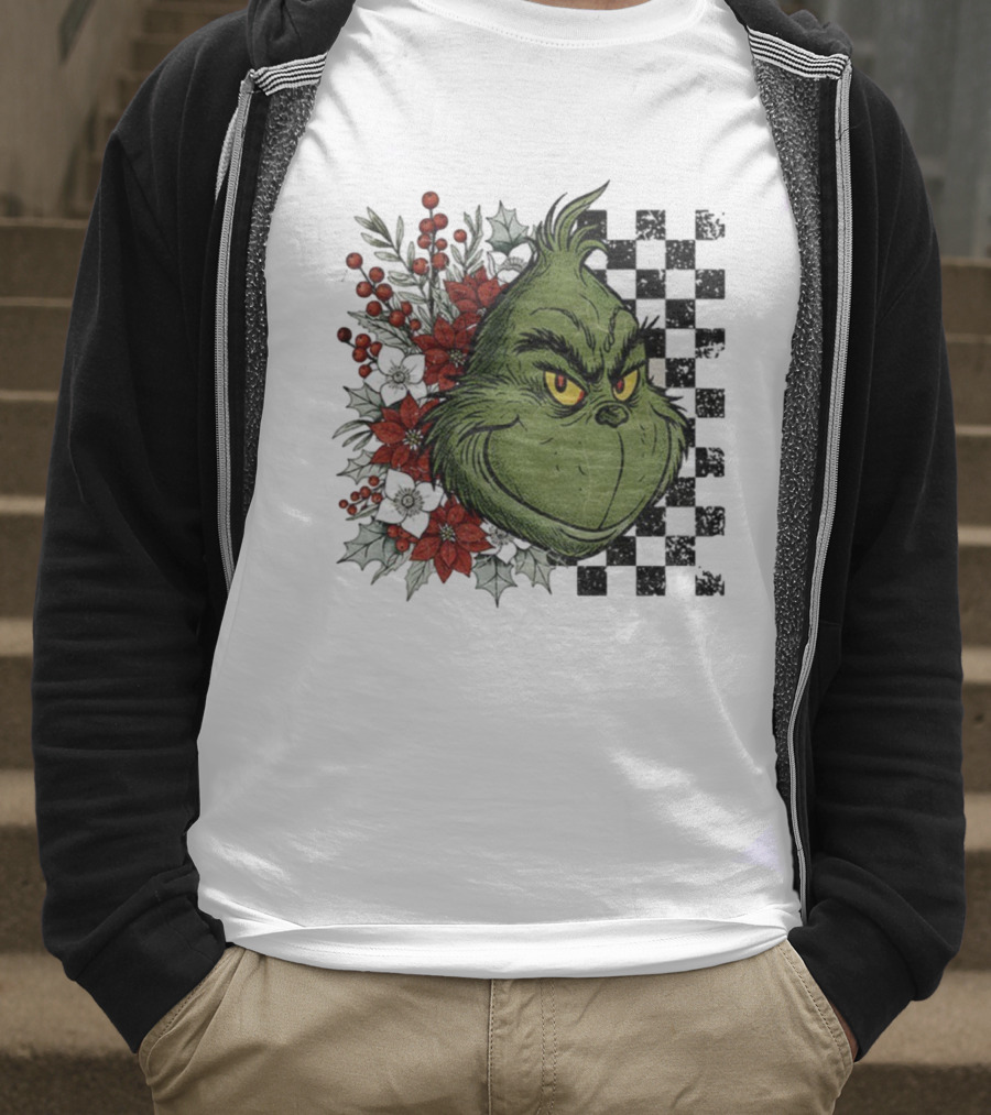 Grinch Floral Christmas Characters Merry Christmas 2025 Festive Design T-Shirt