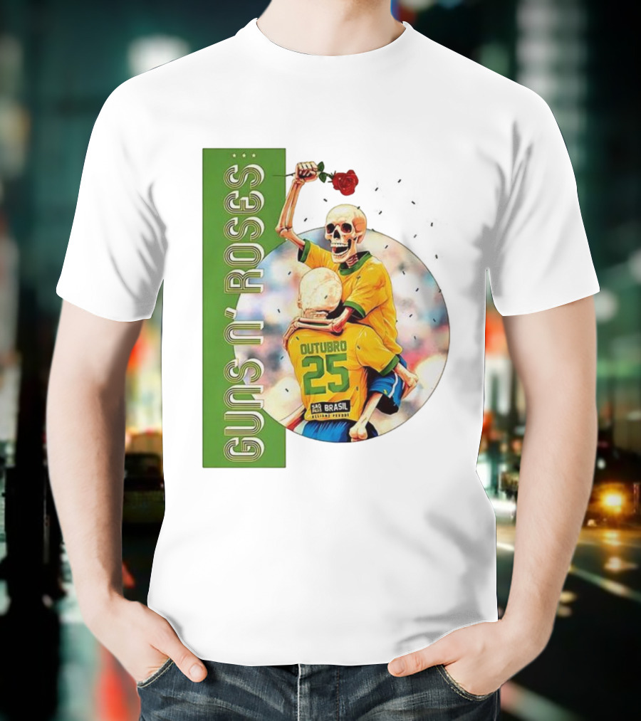 Guns N' Roses São Paulo Allianz Parque 2025 Outubro 25 Brazil Skeleton Tour T-Shirt