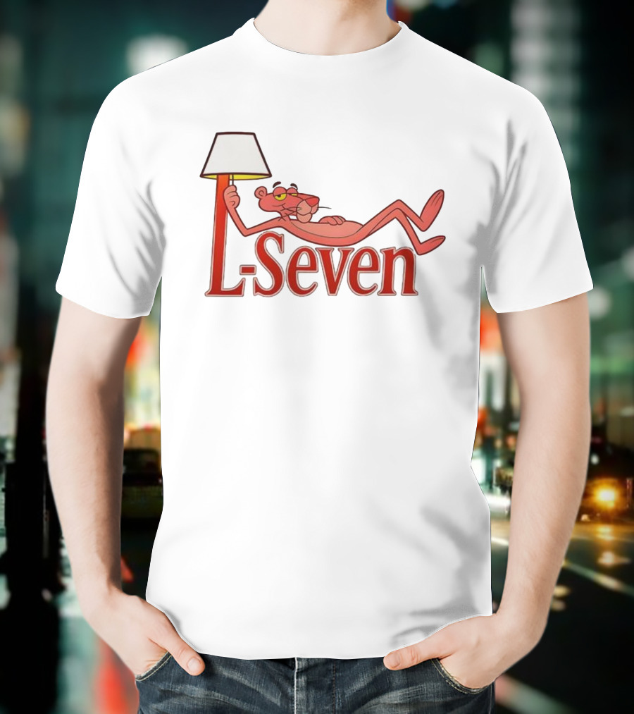L-Seven Pink Panther Relaxing With Lamp Icon T-Shirt