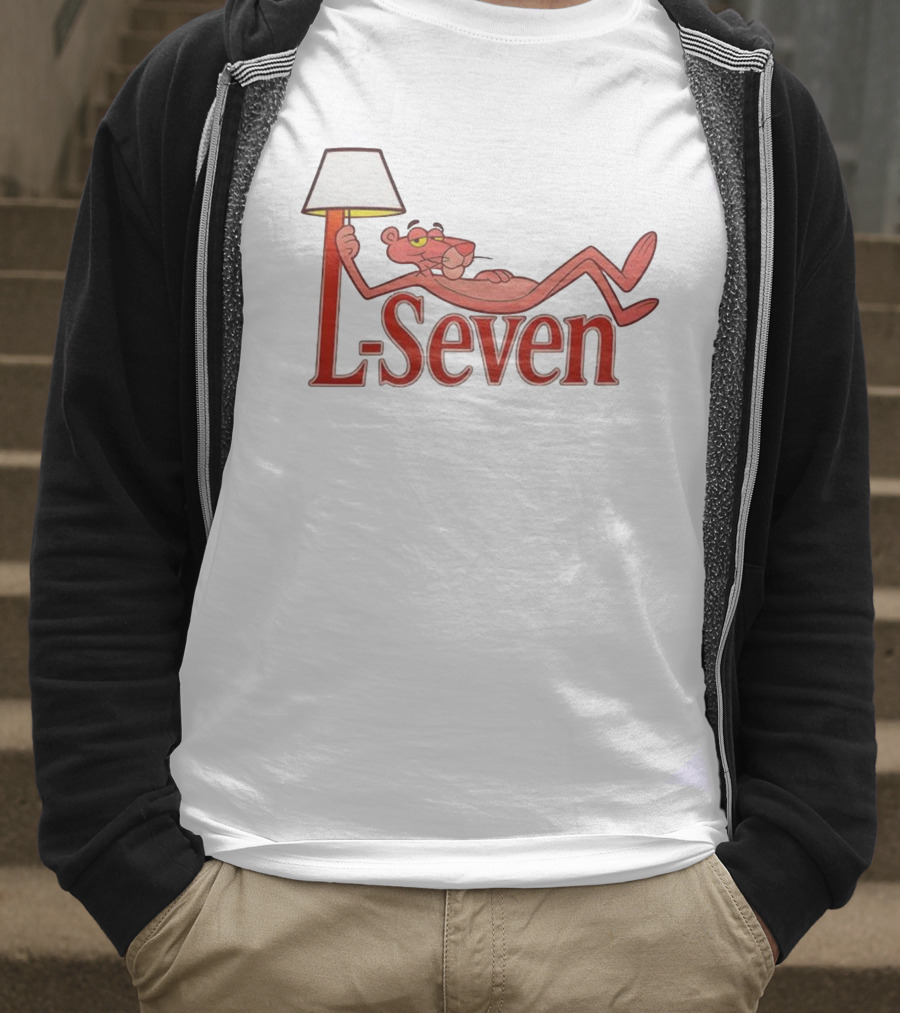 L-Seven Pink Panther Relaxing With Lamp Icon T-Shirt