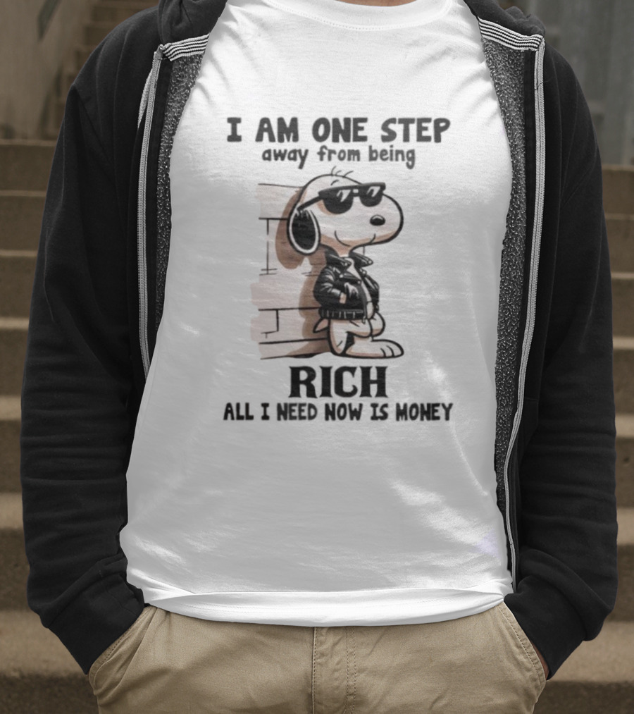 Peanuts Snoopy Cool Rich Attitude One Step Away From Money T-Shirt