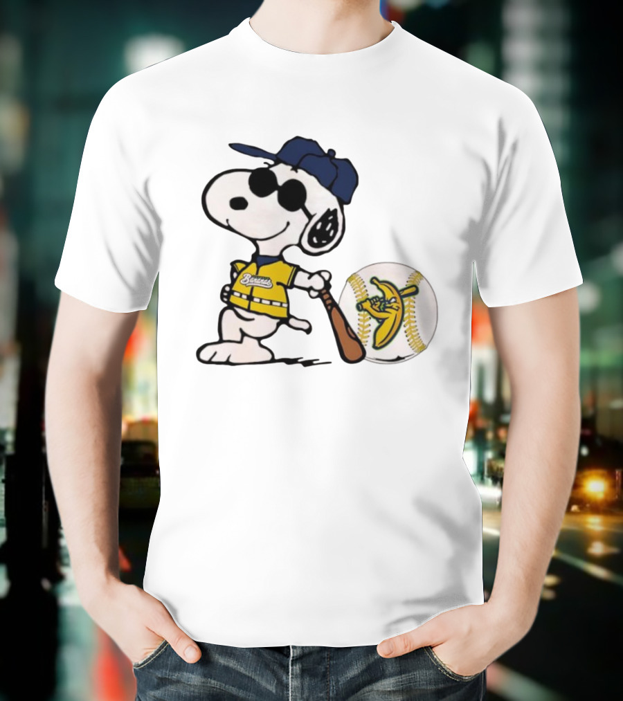 Snoopy Savannah Bananas Baseball Team Collaboration Yellow Jersey Peanuts Character T-Shirt