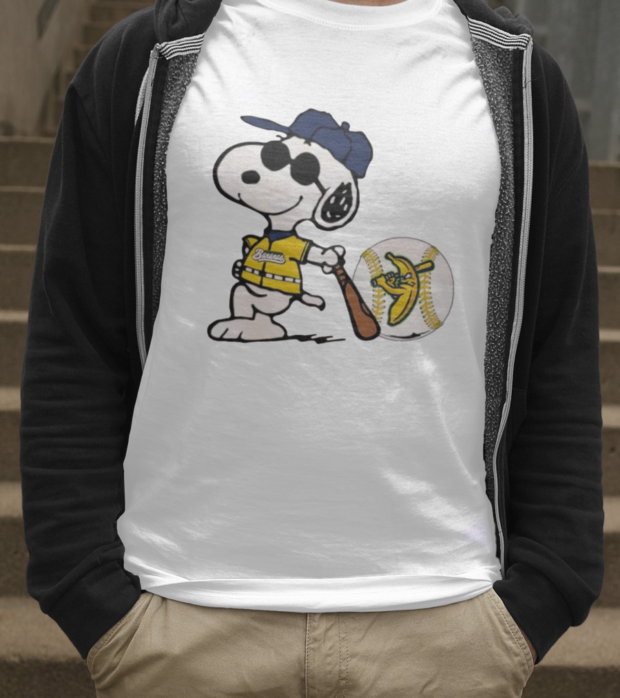 Snoopy Savannah Bananas Baseball Team Collaboration Yellow Jersey Peanuts Character T-Shirt