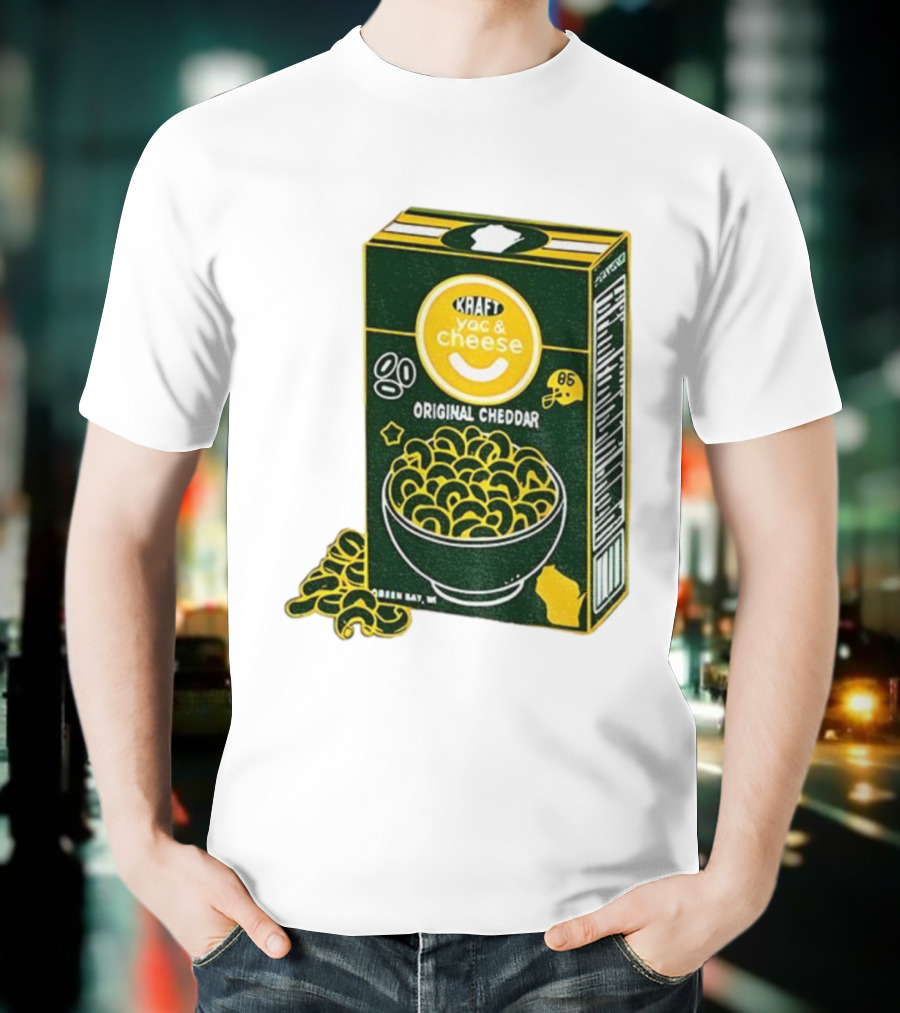 Green Bay Kraft Mac And Cheese Original Cheddar Retro Packers Fan Art T-Shirt