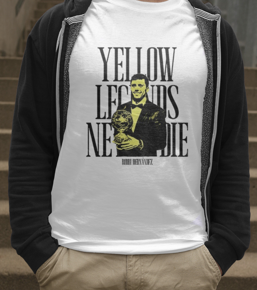 Rodrigo Hernández Manchester City FC Yellow Legends Never Die Signature T-Shirt