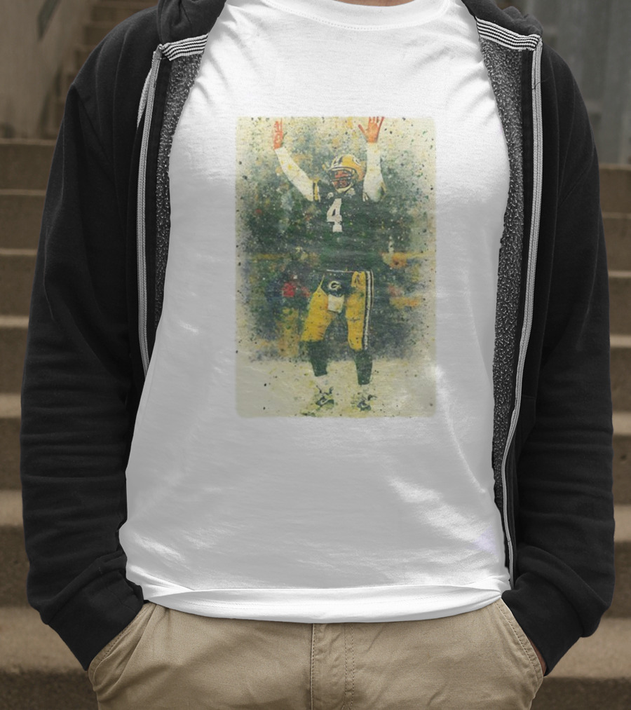 Brett Favre Green Bay Packers Celebratory Splash Number 4 T-Shirt
