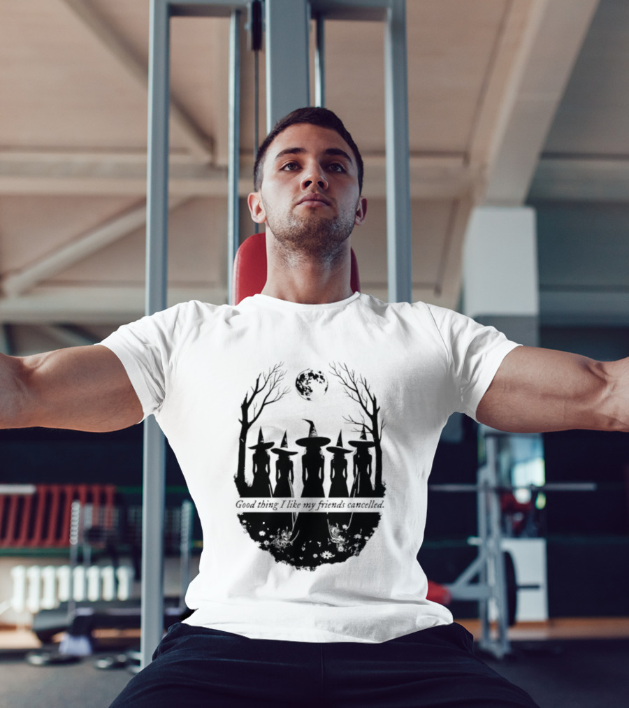 Good Thing I Like My Friends Cancelled Gothic Halloween Moon Twigs T-Shirt