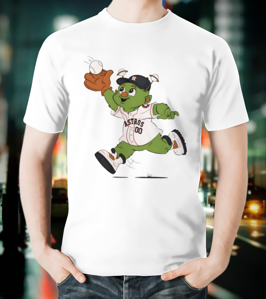 Houston Astros Orbit Mascot Catching Baseball T-Shirt