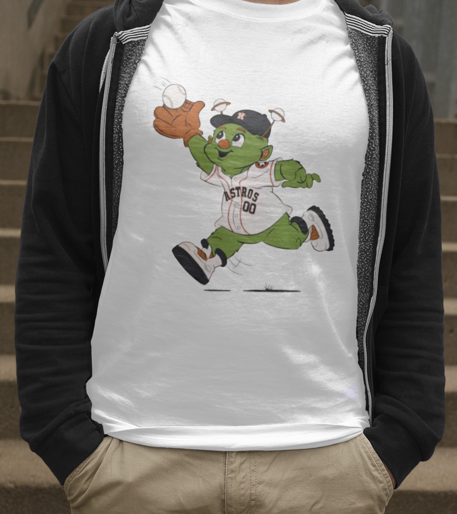 Houston Astros Orbit Mascot Catching Baseball T-Shirt