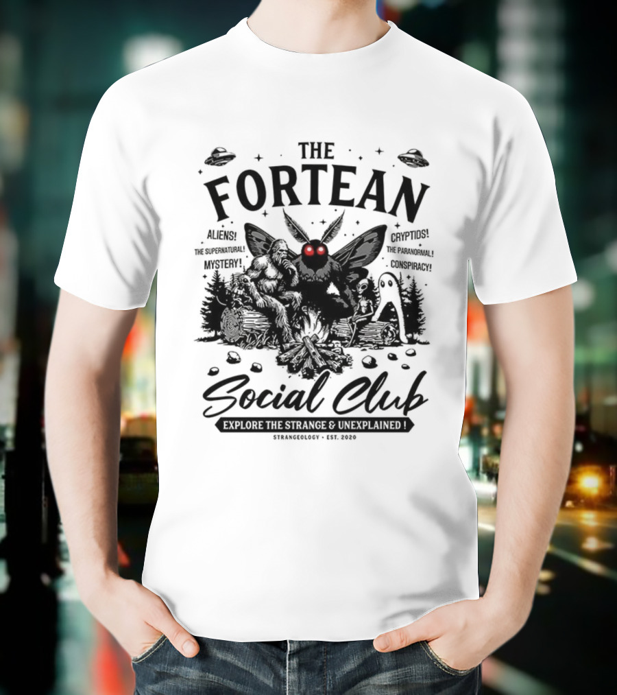 The Fortean Social Club Aliens UFOs Cryptids Myths Mystery Conspiracy T-Shirt