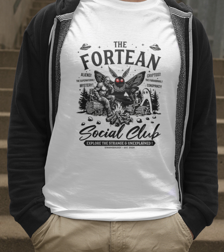 The Fortean Social Club Aliens UFOs Cryptids Myths Mystery Conspiracy T-Shirt
